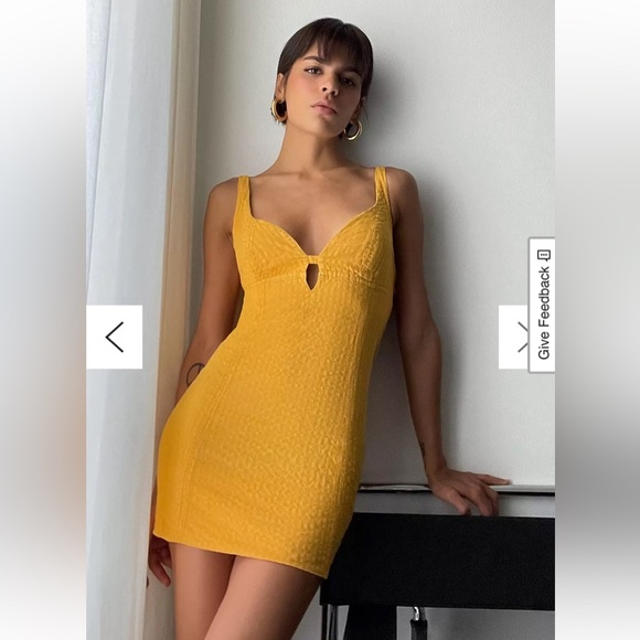 URBAN OUTFITTERS WHY NOT SEERSUCKER MINI DRESS EMPIRE WAIST SIDE ZIP CUTOUT BUST - Picture 1 of 16